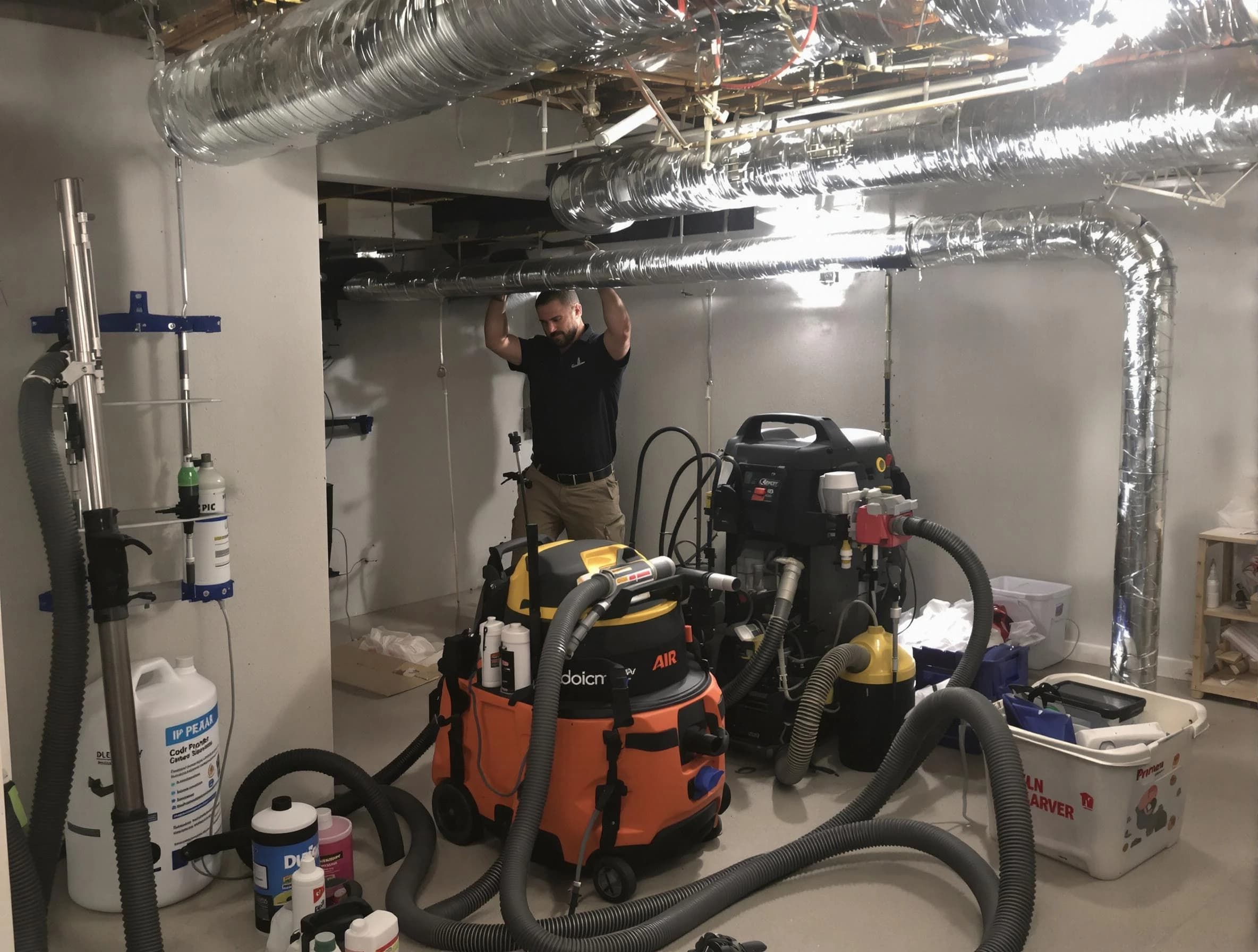 Murrysville Air Duct Cleaning specialist performing professional mold removal from air ducts using safety equipment in Murrysville