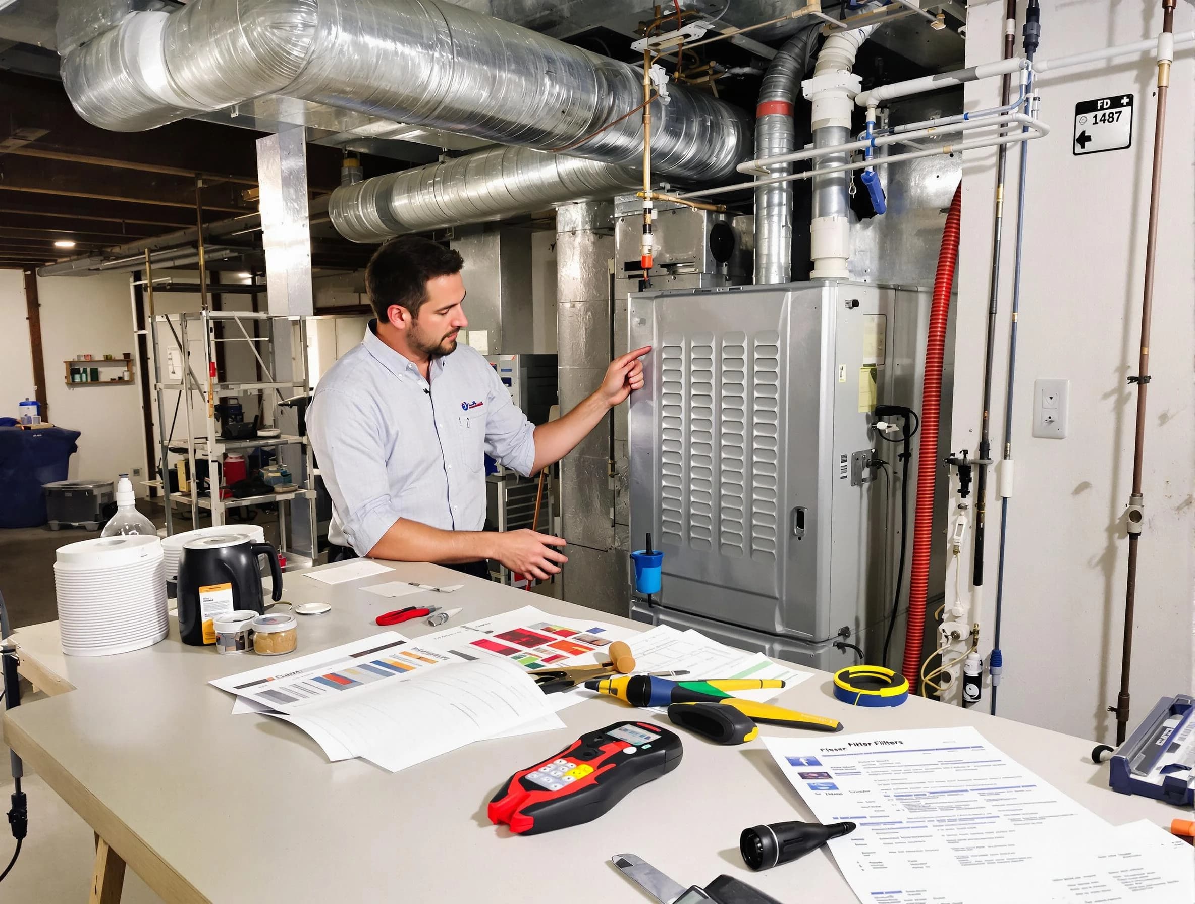 Murrysville Air Duct Cleaning inspector conducting detailed filter system evaluation using professional diagnostic tools in Murrysville