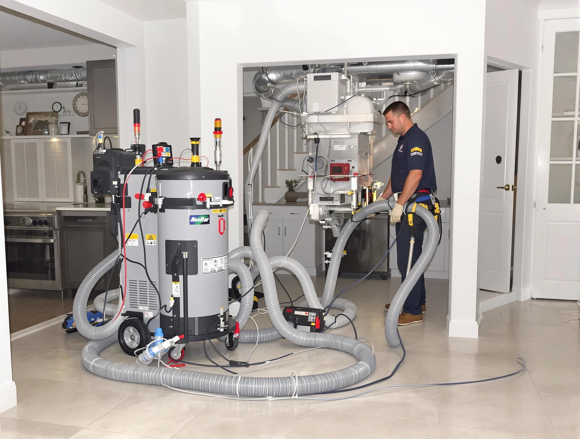 Murrysville Air Duct Cleaning technician operating negative pressure cleaning equipment for thorough duct maintenance in Murrysville