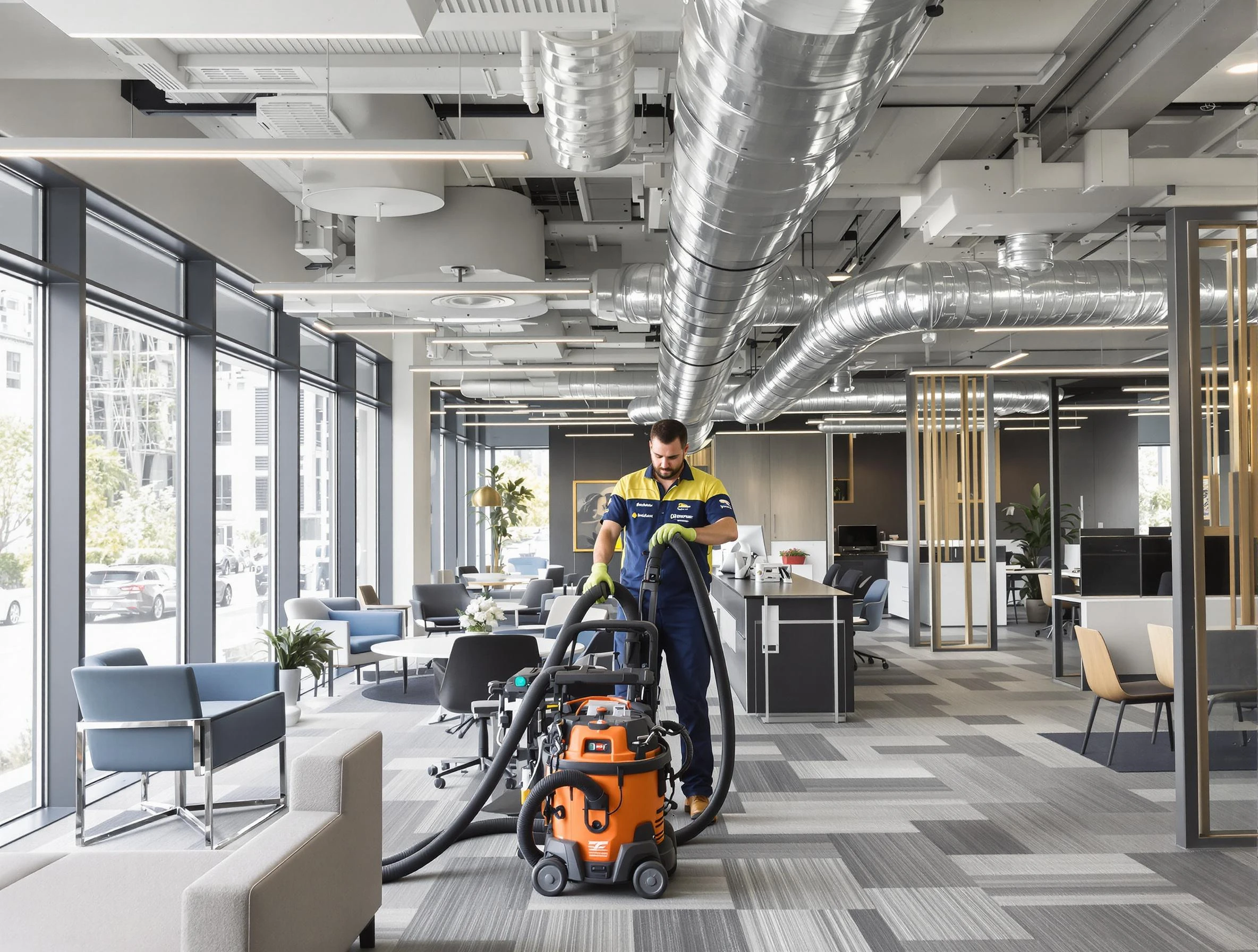 Murrysville Air Duct Cleaning team performing thorough commercial duct cleaning at a Murrysville business center